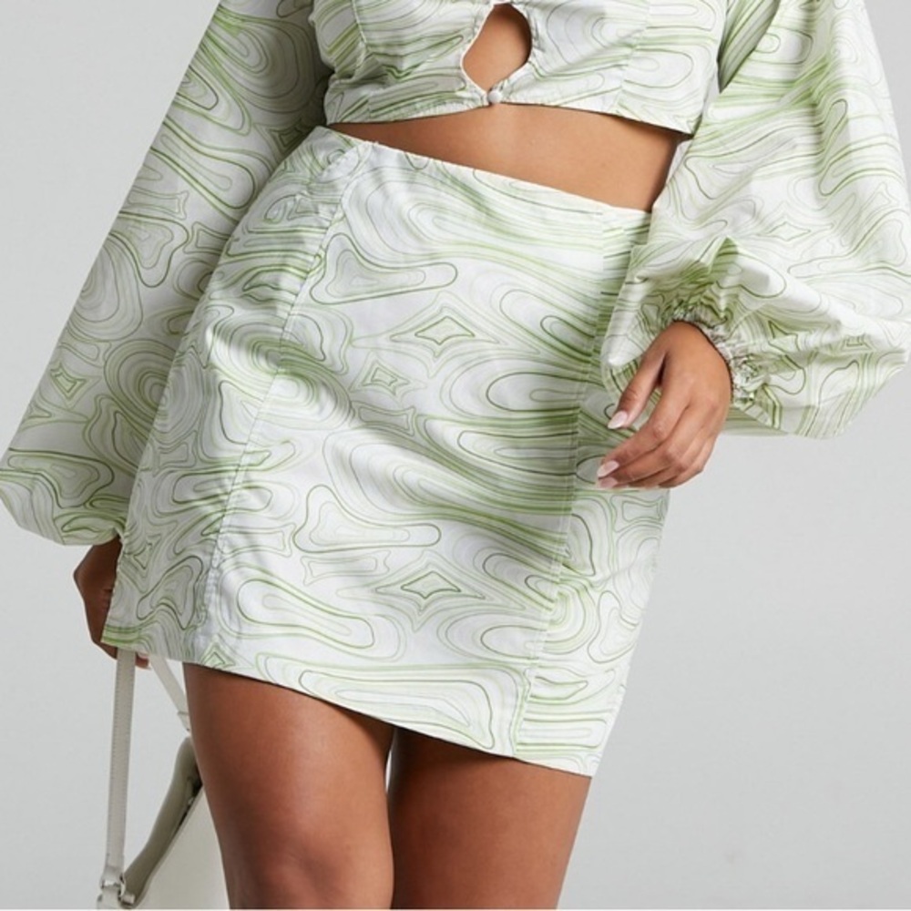 Charlie Holiday Anthropologie Women's Green Wave Pricilla Mini Skirt NWT 4 #1968